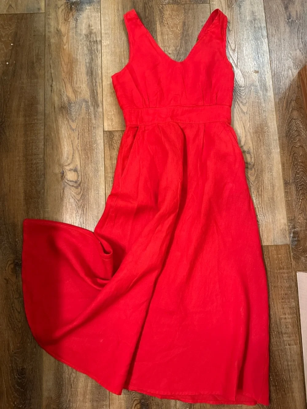 Cynthia Rowley Red Linen Dress v neck v back size 4 summer beach festival maxi - Picture 1 of 8